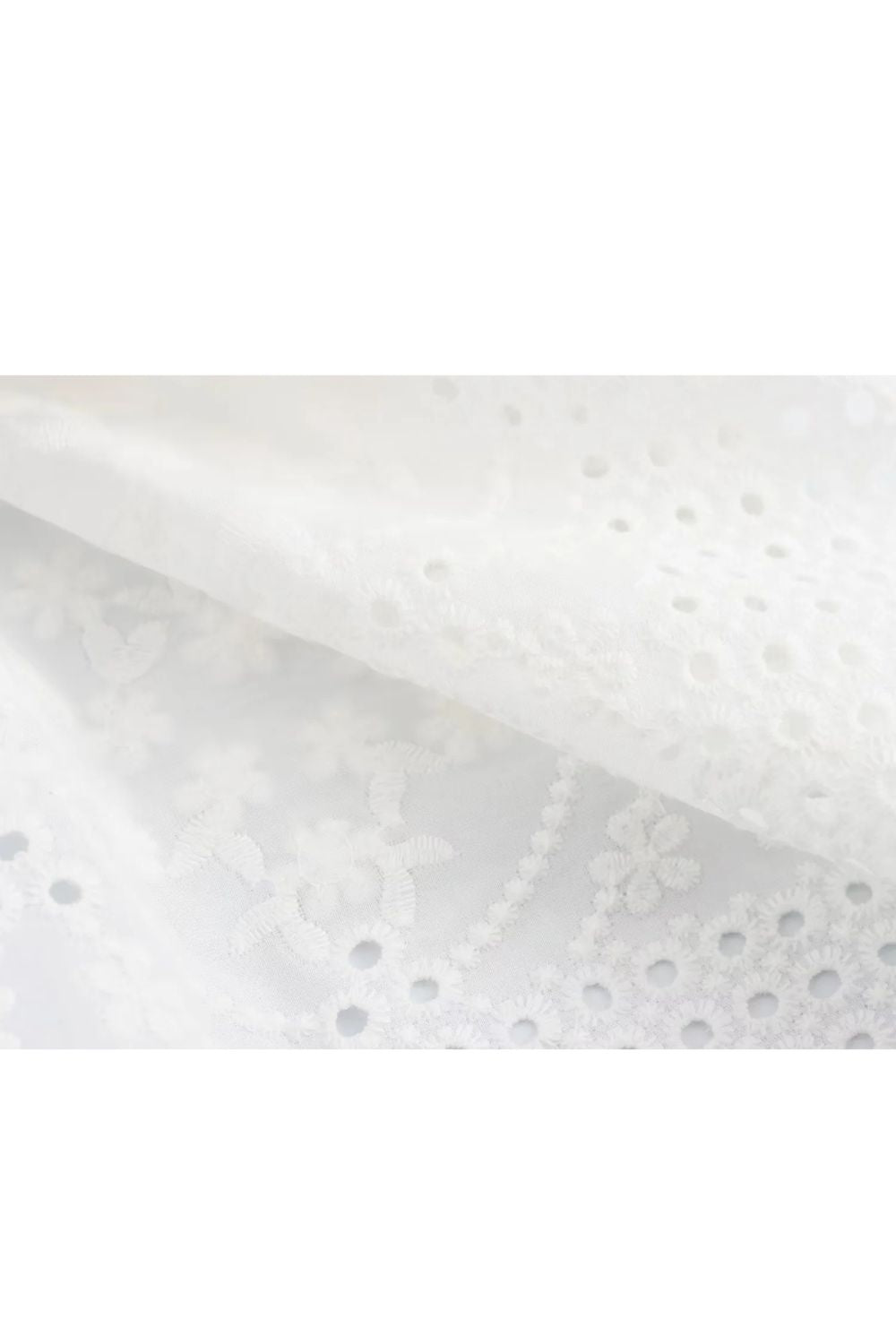 ‘Poppy’ Embroidered White Elastic Waist  Midi Skirt