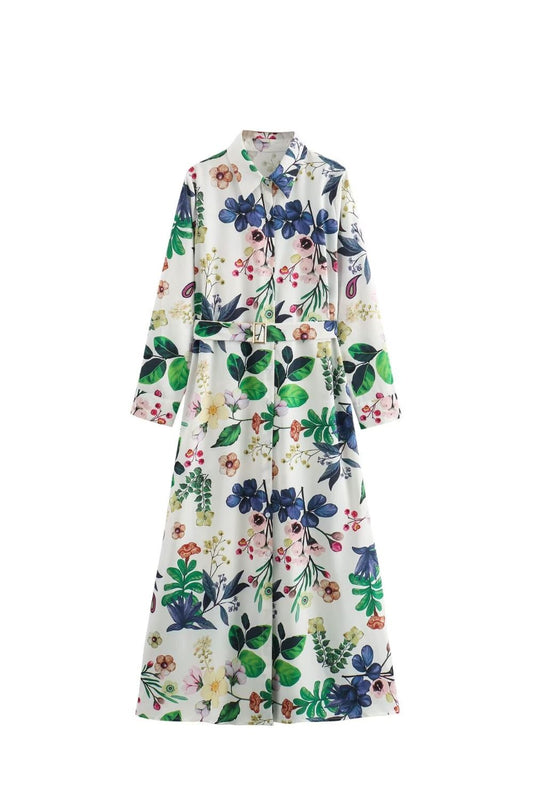 'Hannah'  Simple Floral Print Long Dress