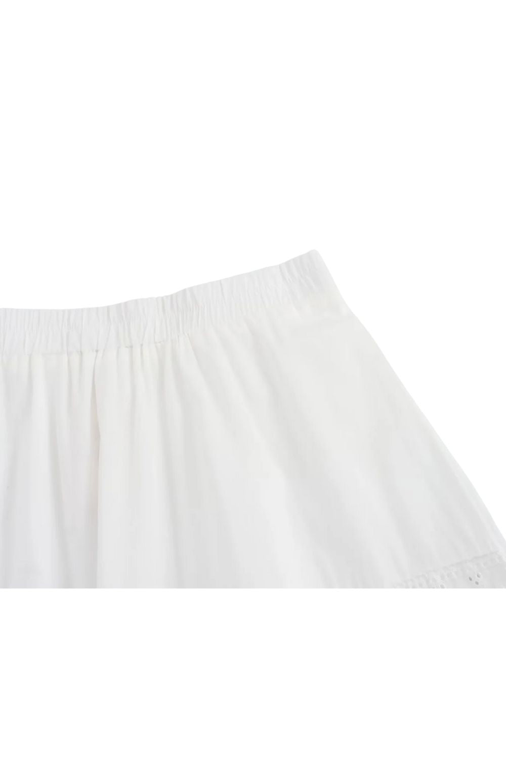 ‘Poppy’ Embroidered White Elastic Waist  Midi Skirt