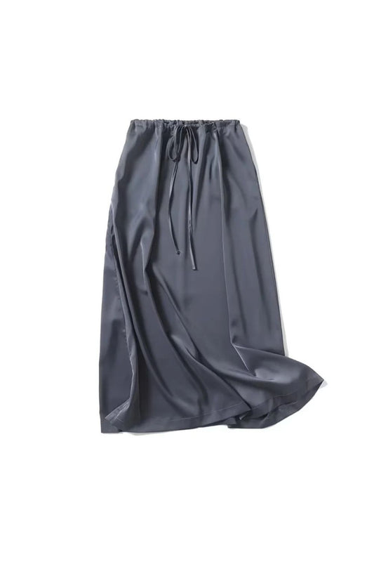 ‘Ruby’ Silky Satin Midi Skirt