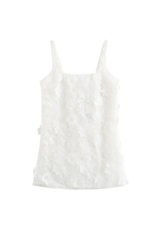 'Eliza' Slim Embroidered Short Dress