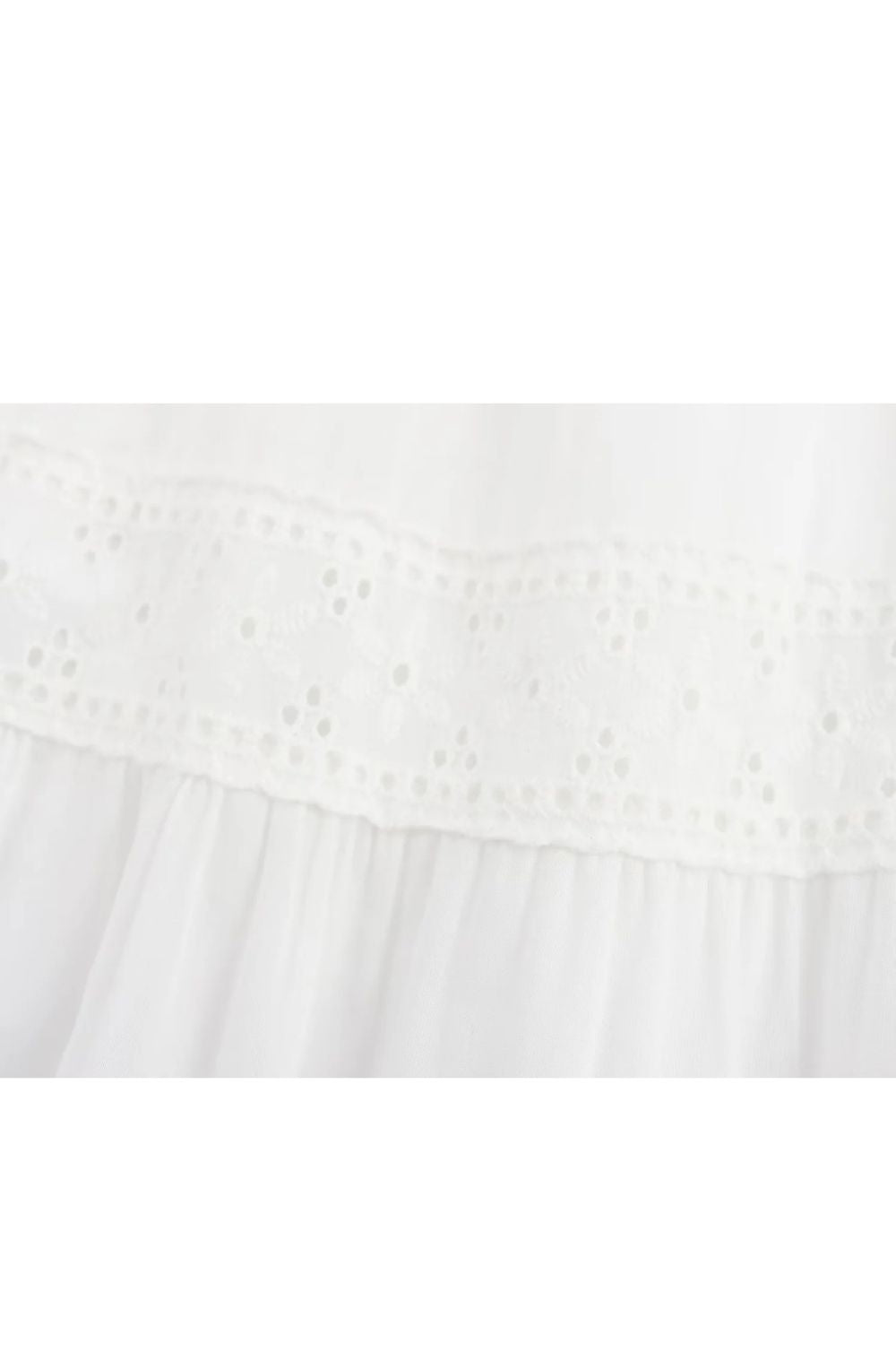 ‘Poppy’ Embroidered White Elastic Waist  Midi Skirt