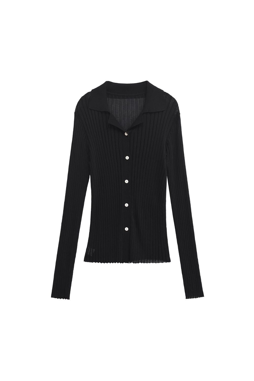 'Scarlett' Ribbed Collar Long Sleeve Knit Cardigan