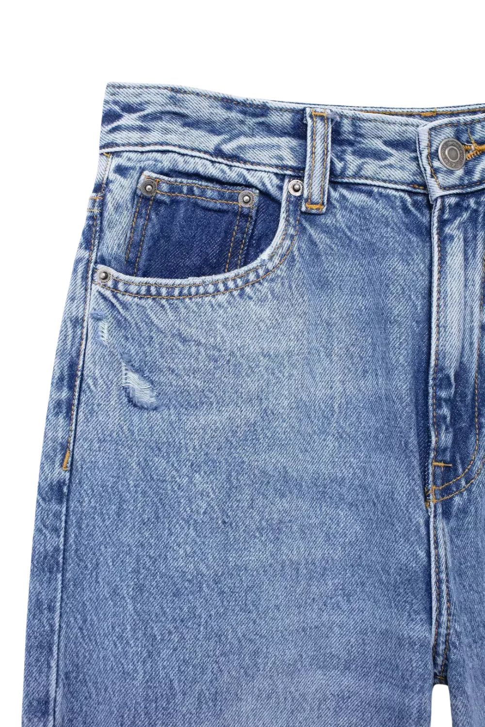 'Louise 'Euro Style Ripped Straight-Leg Denim Pants