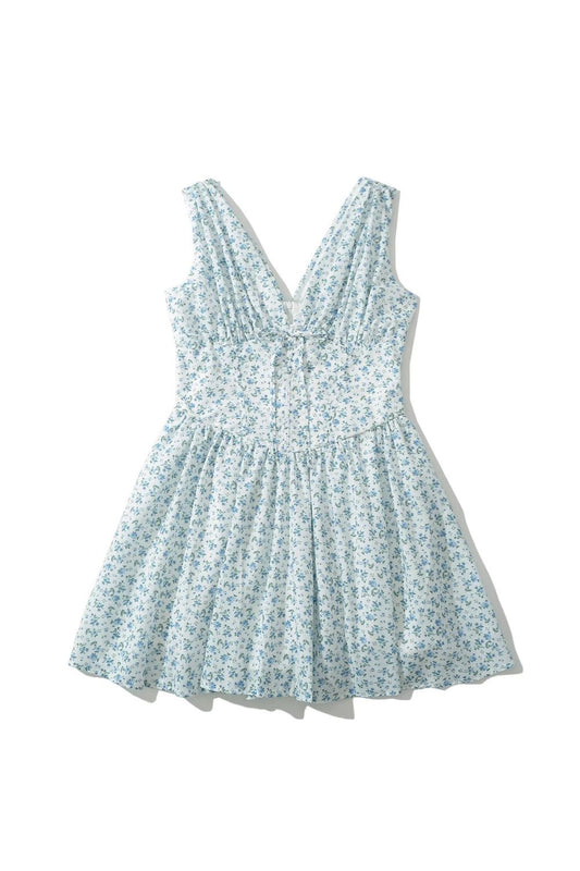 'Hannah' Simple Mesh Patchwork Floral Print Dress