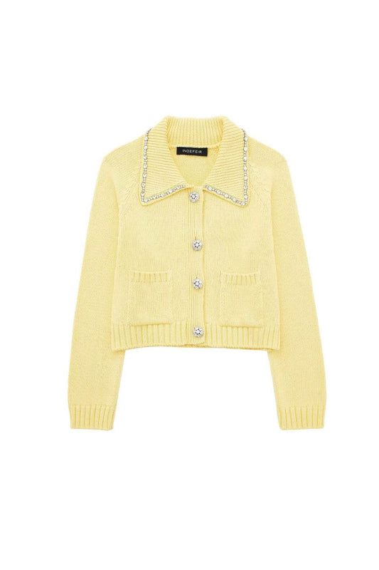 ‘Sophia’ Simple Rhinestone Solid Color Knit Seater Top