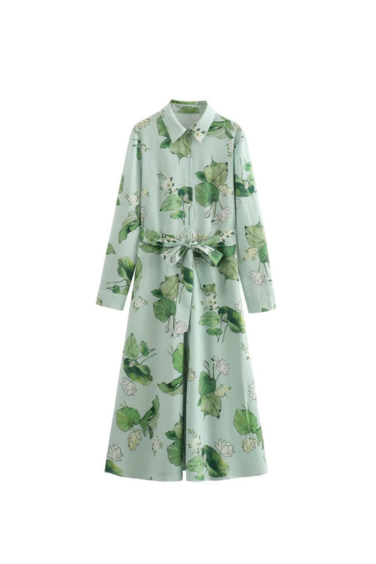 'Millie' Floral Print Shirt Long Sleeve Dress