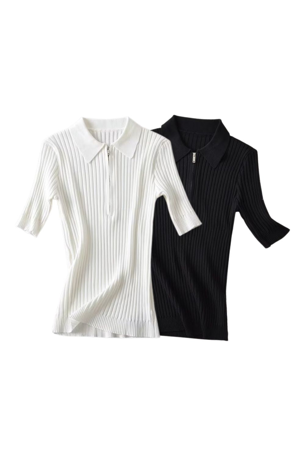 'Polina' Slim Polo-Collar Knit Top