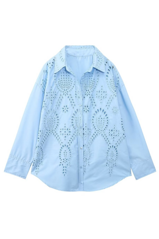 'Tabitha' Eyelet Embroidery Collared Shirt