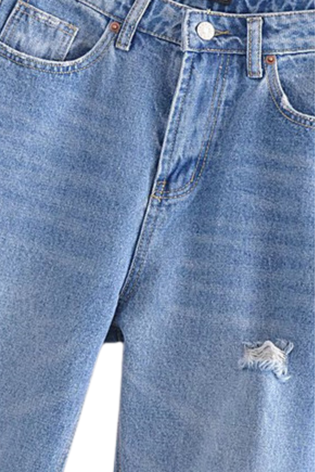 'Felicia' Straight-leg Distressed Denim Jeans