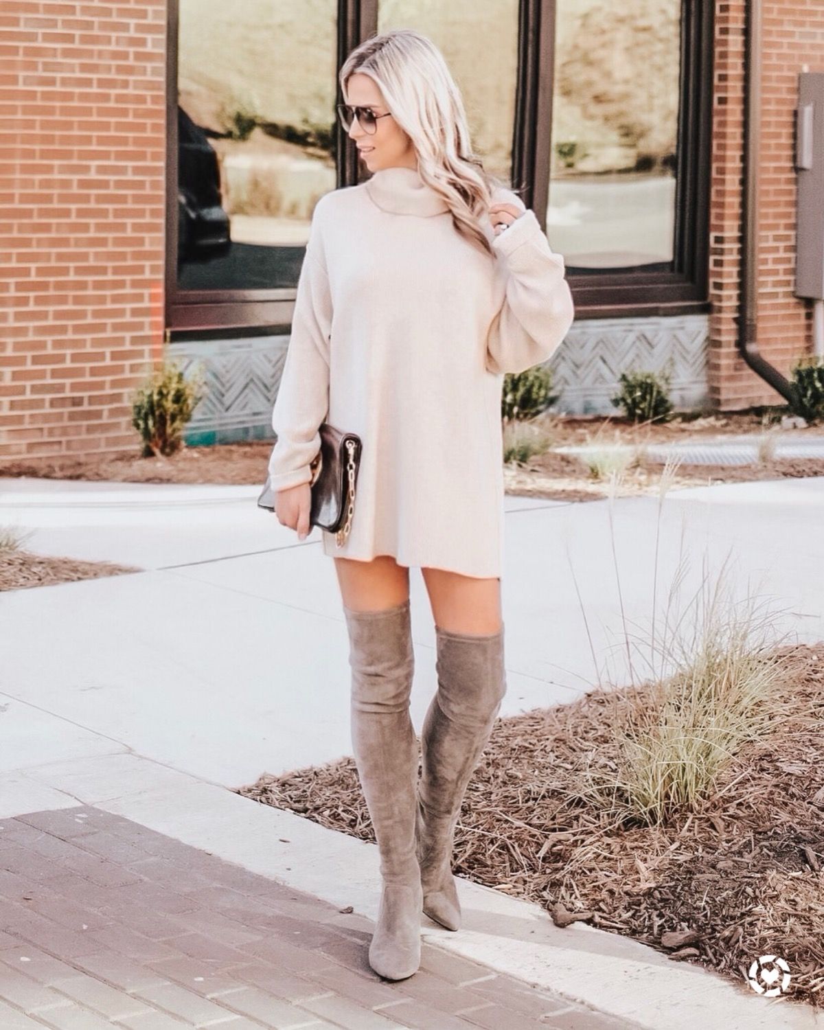 Carina Taupe Over The Knee Suede Leather Boots