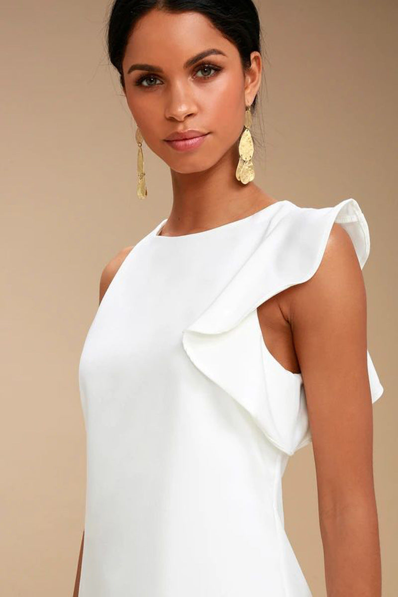 Round Neck Single Ruffled Sleeve #135120