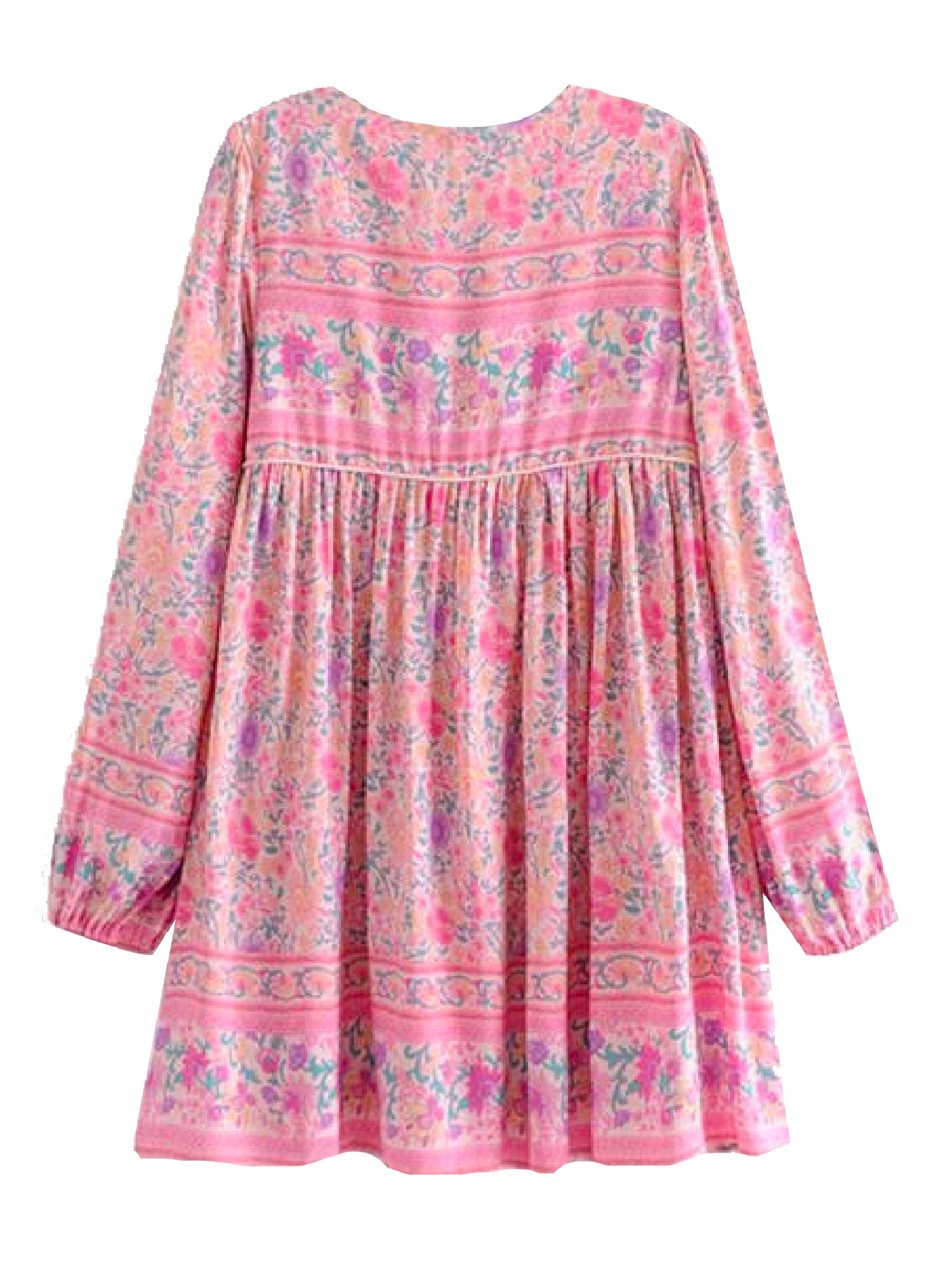 'Sherry' Bohemian Print Pink Tassel Dress – Goodnight Macaroon