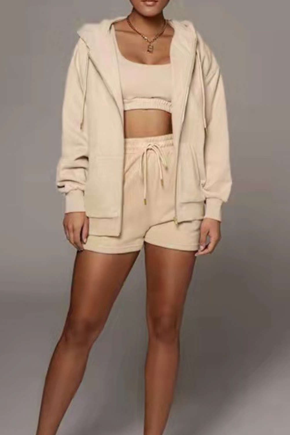 'Debby' Hooded Cardigan Two-Piece Set (6 colors)