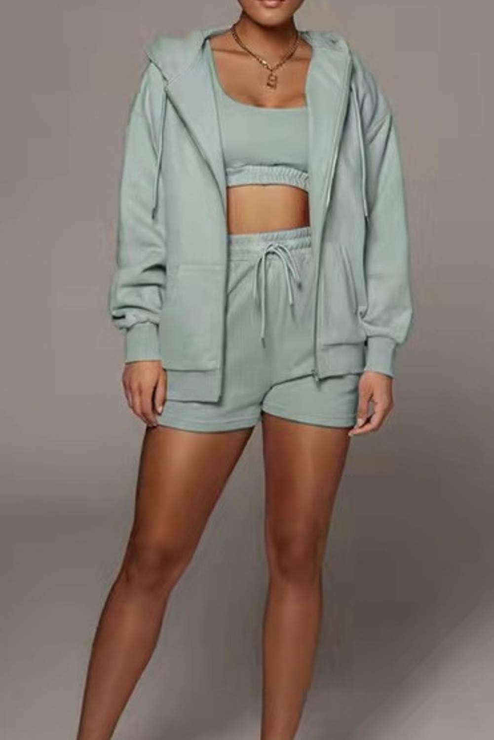 'Debby' Hooded Cardigan Two-Piece Set (6 colors)