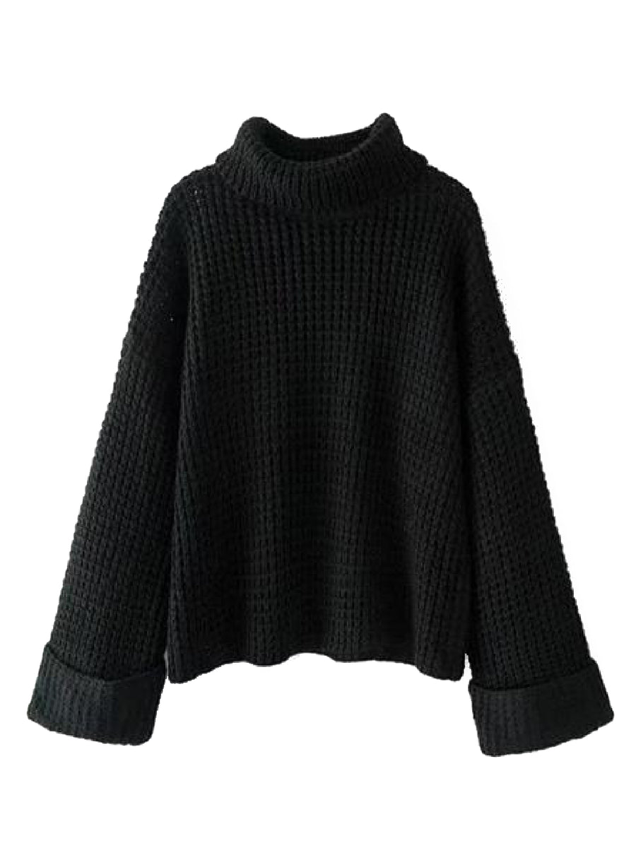 'Retta' Black Ribbed Turtleneck Sweater – Goodnight Macaroon